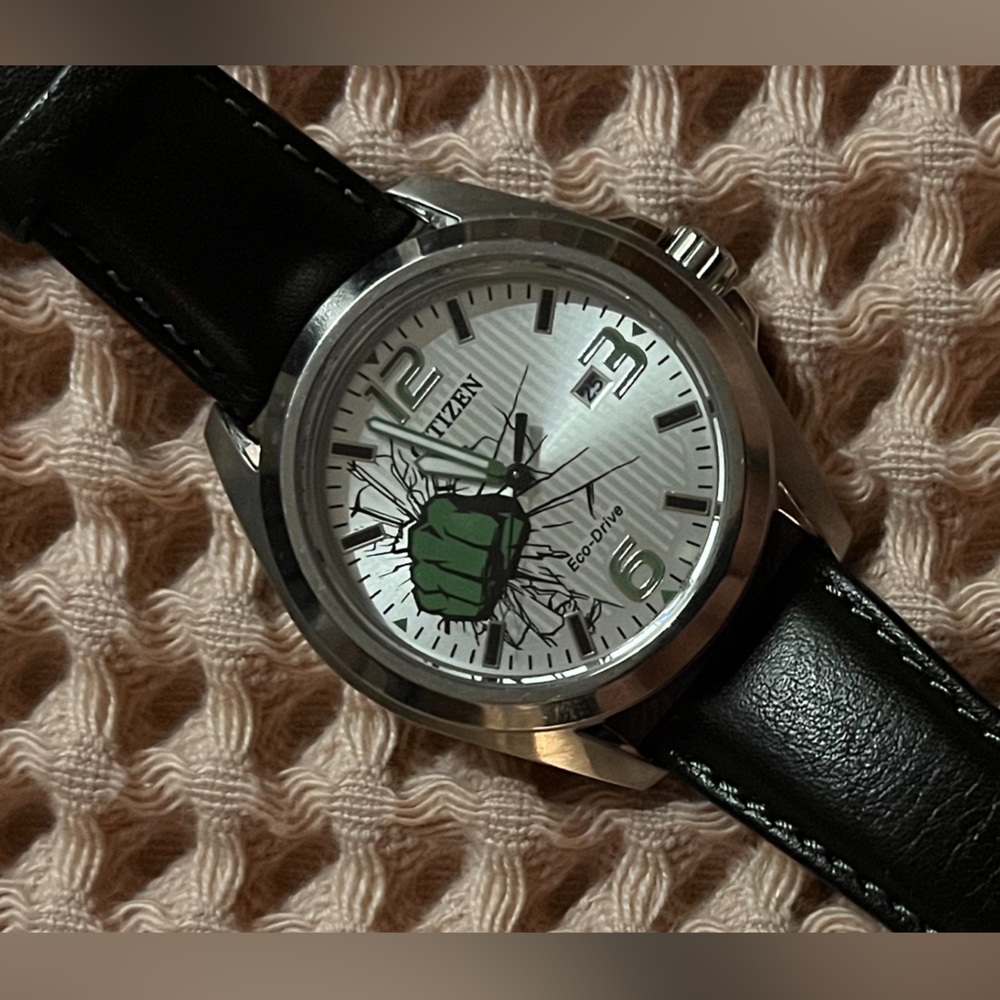 Citizen Marvels Hulk eco-drive silver stainless steal band mens watch